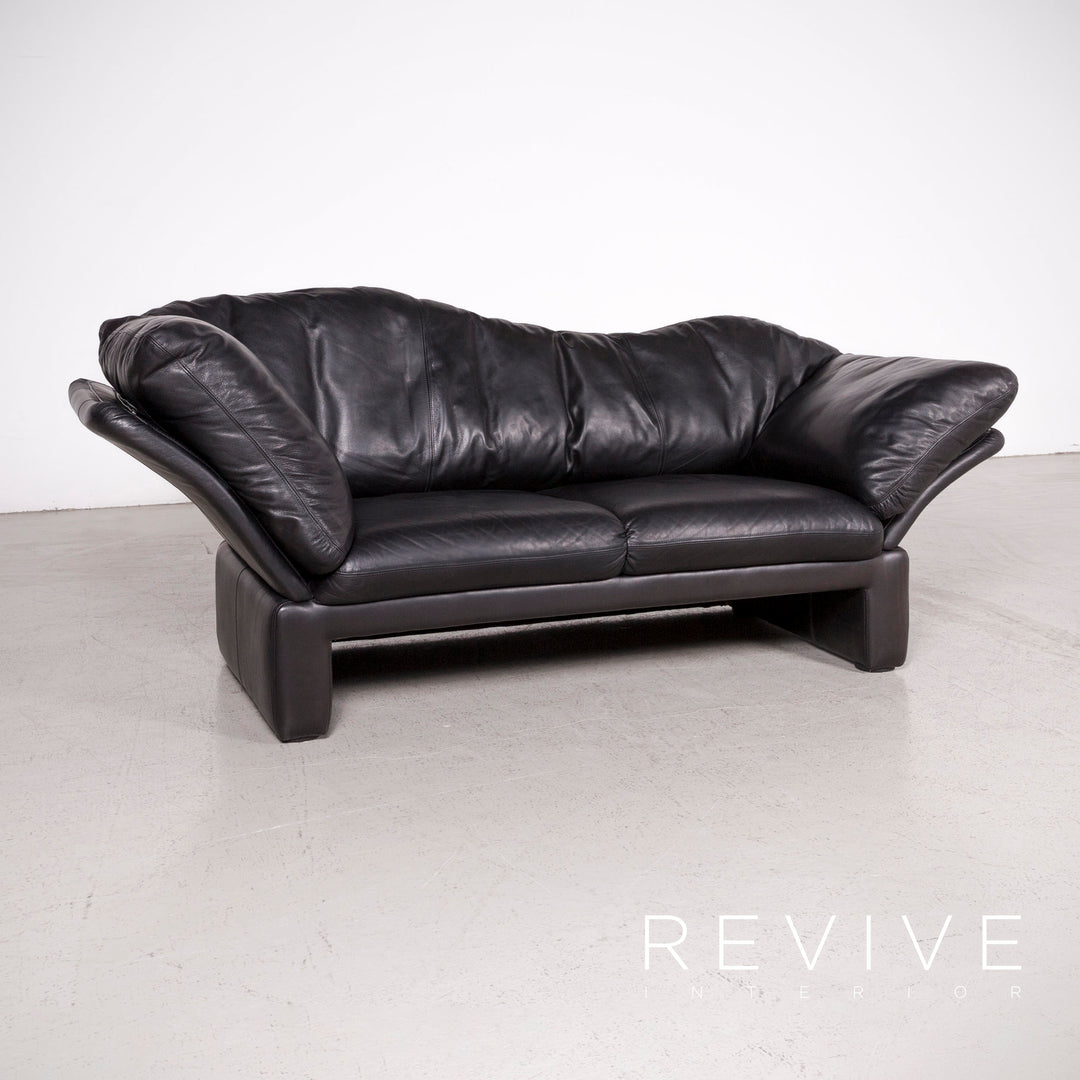 Brühl Prelude Designer Sofa Leder Schwarz Dreisitzer Echtleder Couch #7690