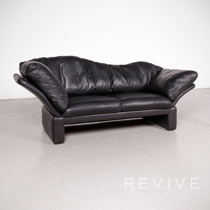 Brühl Prelude Designer Sofa Leder Schwarz Dreisitzer Echtleder Couch #7690