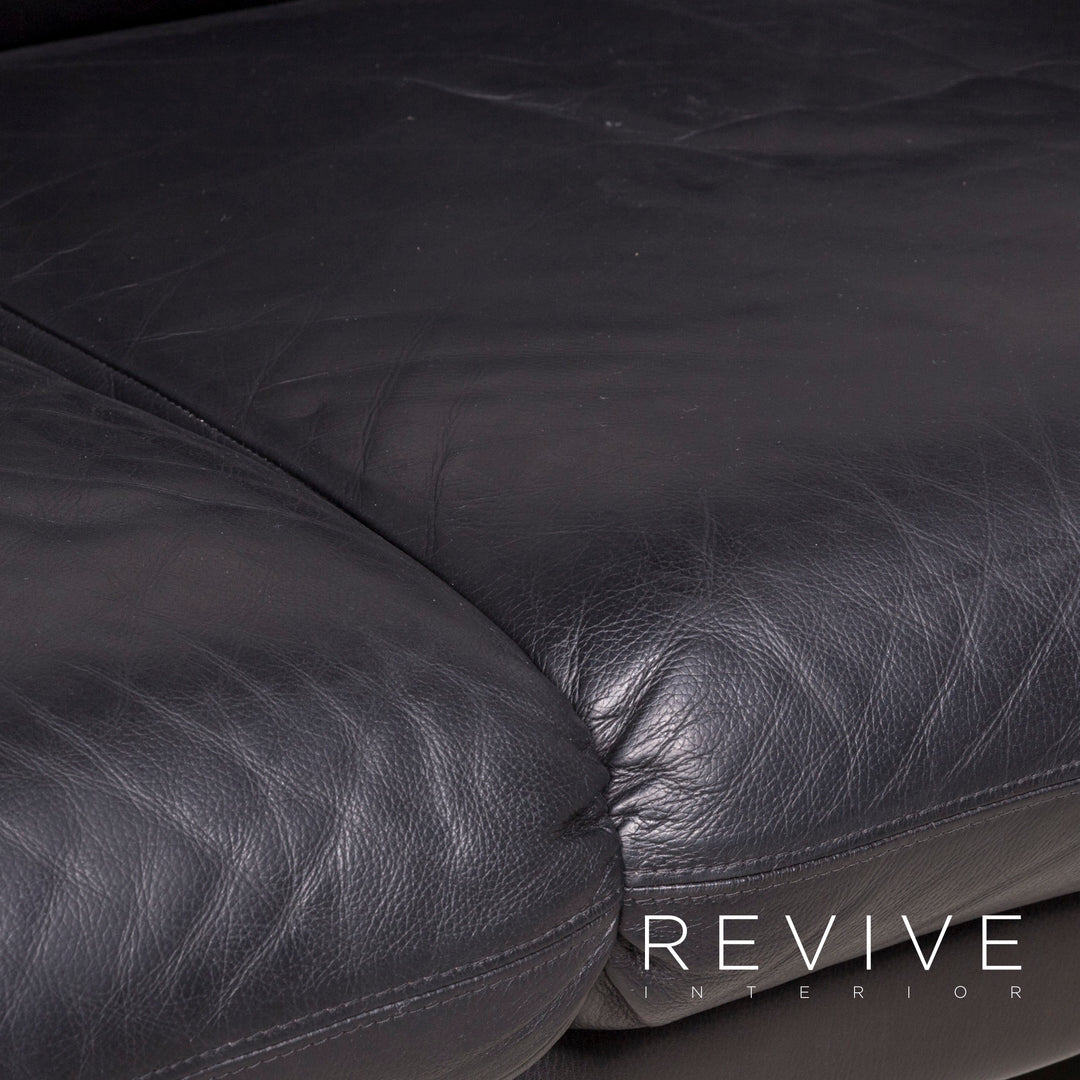 Brühl Prelude Designer Sofa Leder Schwarz Dreisitzer Echtleder Couch #7690