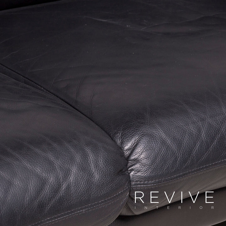 Brühl Prelude Designer Sofa Leder Schwarz Dreisitzer Echtleder Couch #7690