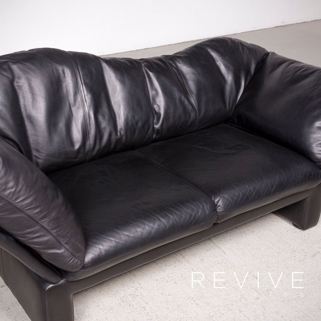 Brühl Prelude Designer Sofa Leder Schwarz Dreisitzer Echtleder Couch #7690