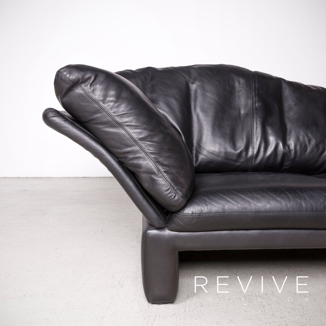 Brühl Prelude Designer Sofa Leder Schwarz Dreisitzer Echtleder Couch #7690