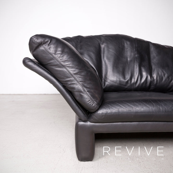 Brühl Prelude Designer Sofa Leder Schwarz Dreisitzer Echtleder Couch #7690