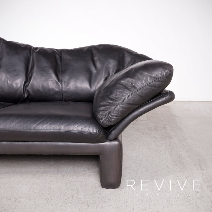 Brühl Prelude Designer Sofa Leder Schwarz Dreisitzer Echtleder Couch #7690