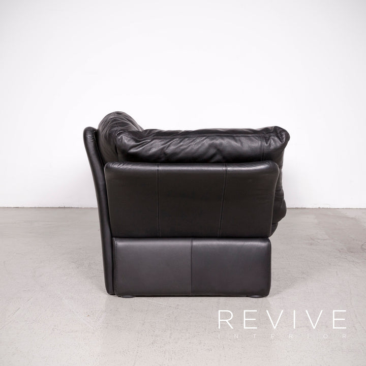 Brühl Prelude Designer Sofa Leder Schwarz Dreisitzer Echtleder Couch #7690