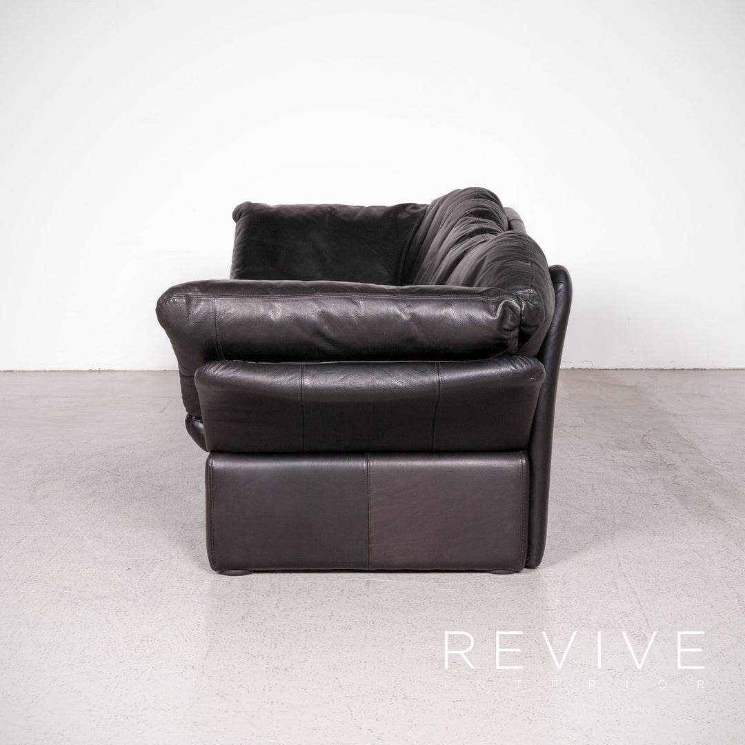 Brühl Prelude Designer Sofa Leder Schwarz Dreisitzer Echtleder Couch #7690