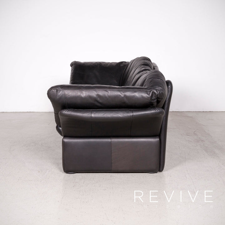 Brühl Prelude Designer Sofa Leder Schwarz Dreisitzer Echtleder Couch #7690
