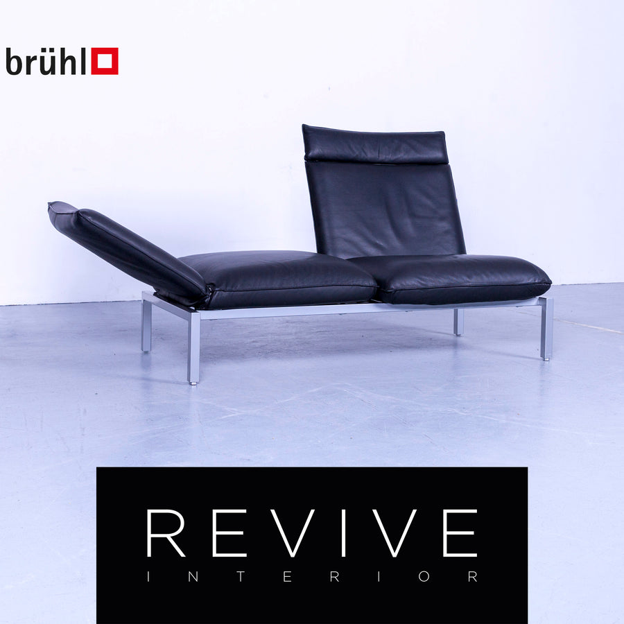 Brühl Roro Designer Leder Liege Schwarz Einsitzer Sessel Couch Echtleder Funktion #5310