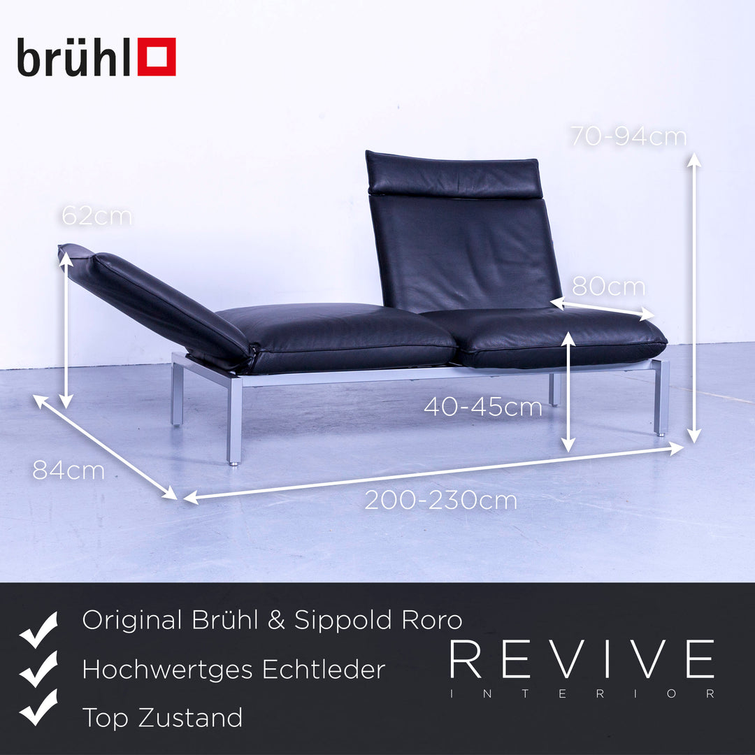 Brühl Roro Designer Leder Liege Schwarz Einsitzer Sessel Couch Echtleder Funktion #5310