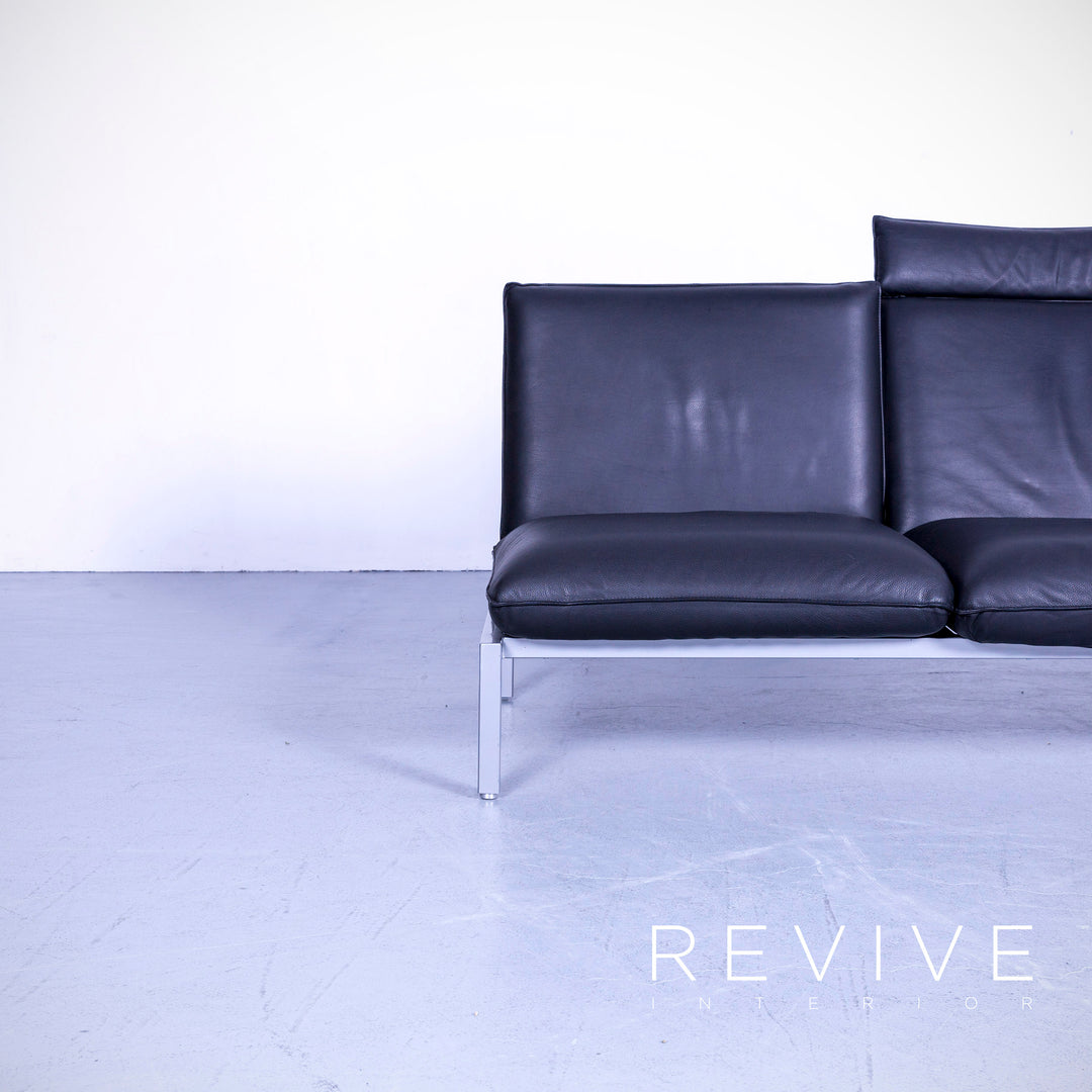 Brühl Roro Designer Leder Liege Schwarz Einsitzer Sessel Couch Echtleder Funktion #5310