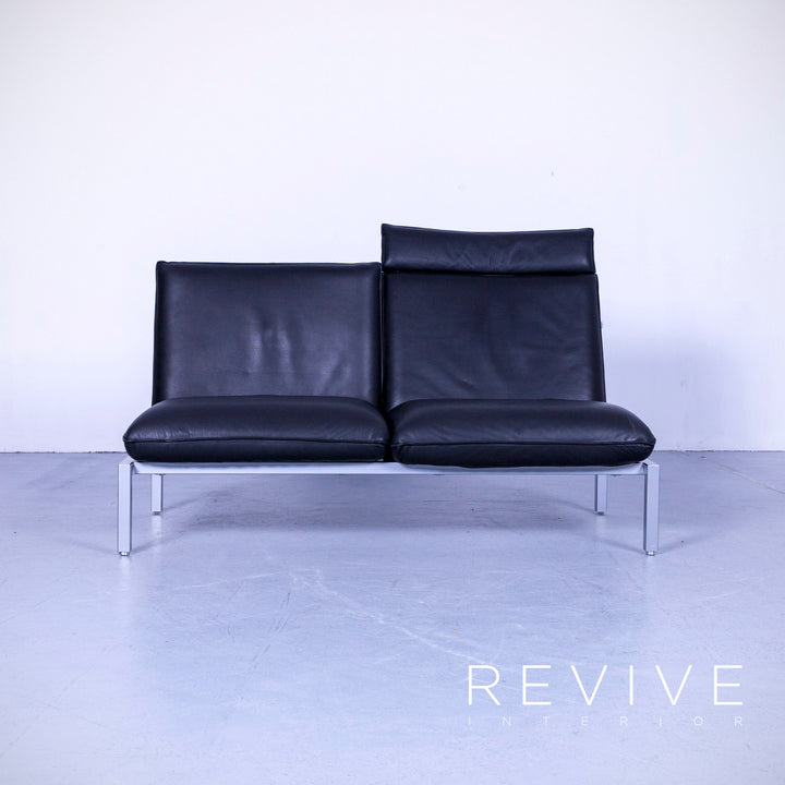 Brühl Roro Designer Leder Liege Schwarz Einsitzer Sessel Couch Echtleder Funktion #5310