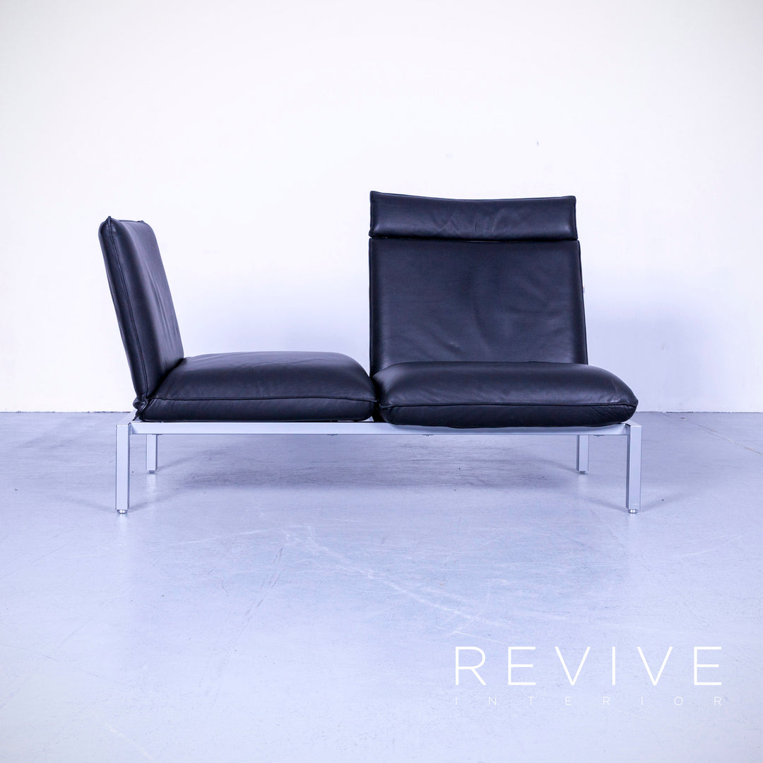 Brühl Roro Designer Leder Liege Schwarz Einsitzer Sessel Couch Echtleder Funktion #5310