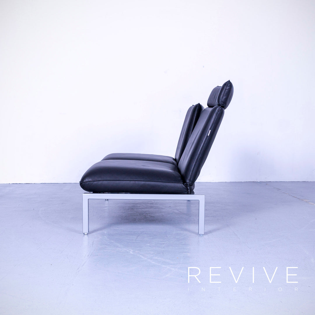 Brühl Roro Designer Leder Liege Schwarz Einsitzer Sessel Couch Echtleder Funktion #5310