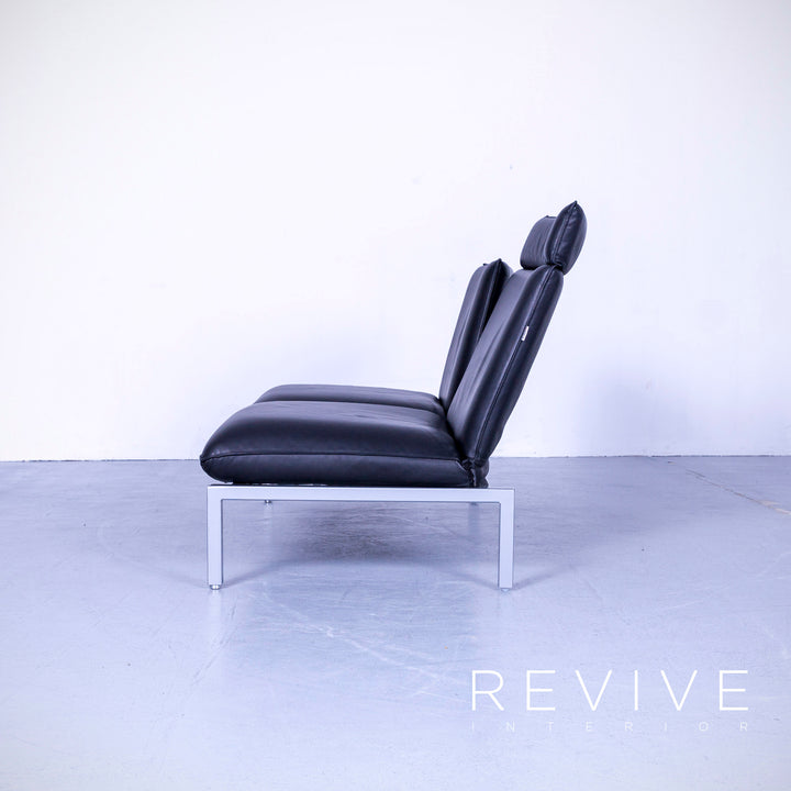 Brühl Roro Designer Leder Liege Schwarz Einsitzer Sessel Couch Echtleder Funktion #5310