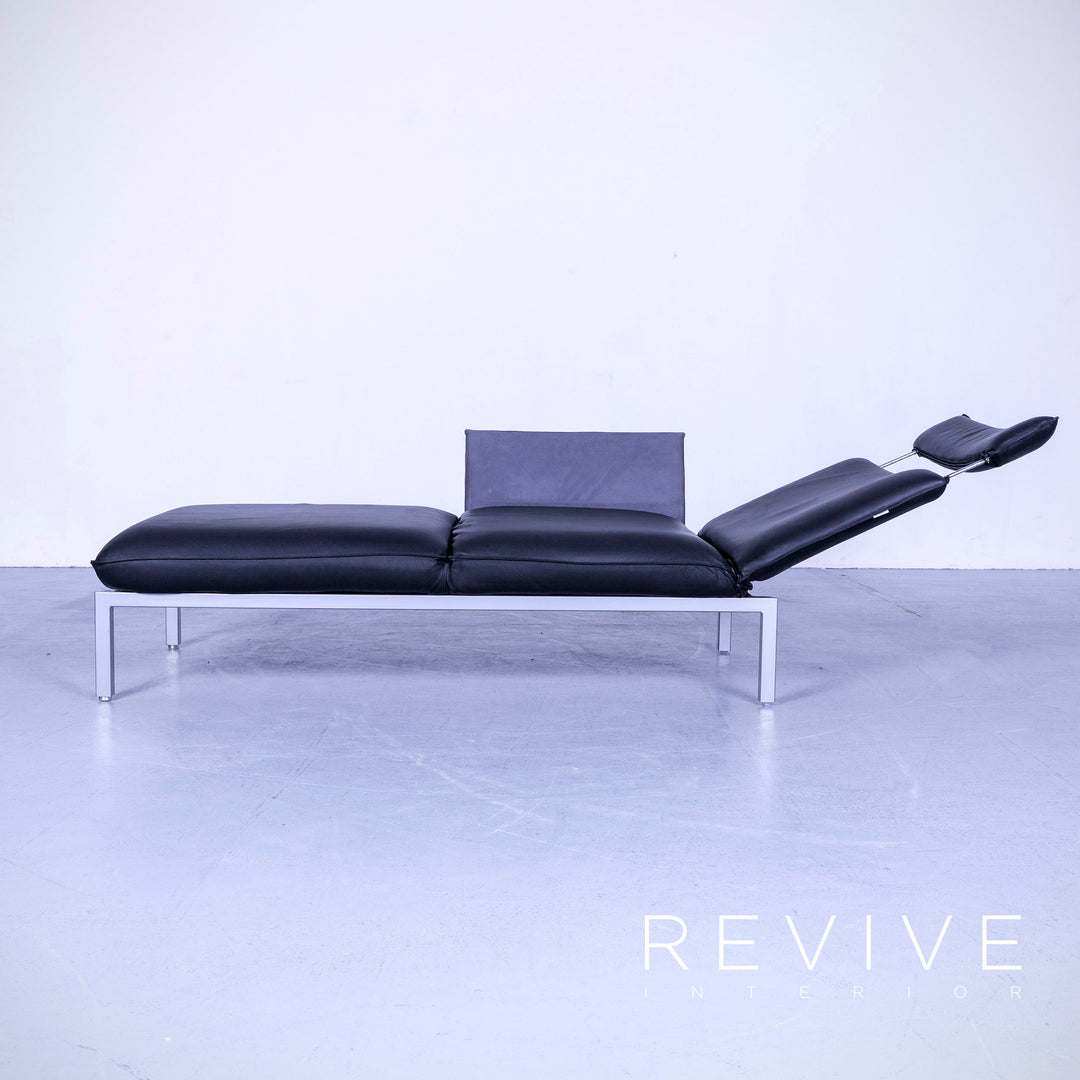 Brühl Roro Designer Leder Liege Schwarz Einsitzer Sofa Echtleder Funktion #5471