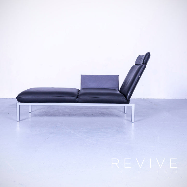 Brühl Roro Designer Leder Liege Schwarz Einsitzer Sofa Echtleder Funktion #5471