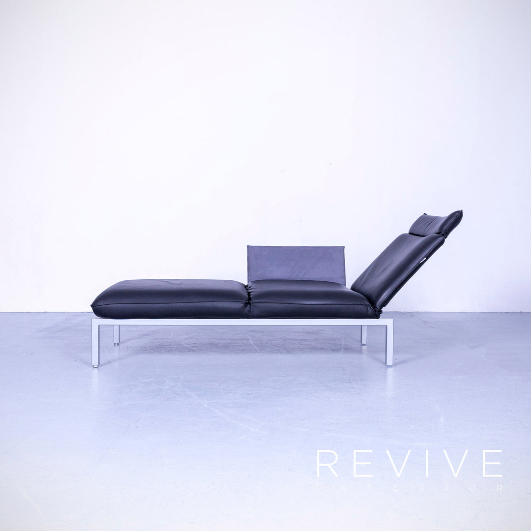 Brühl Roro Designer Leder Liege Schwarz Einsitzer Sofa Echtleder Funktion #5471