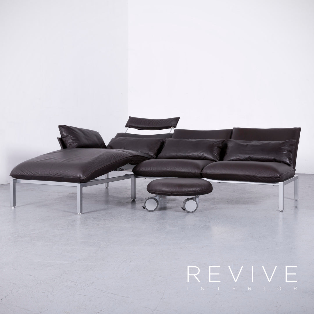 Brühl Roro Designer Leder Sofa Braun Echtleder Ecksofa Couch #6621