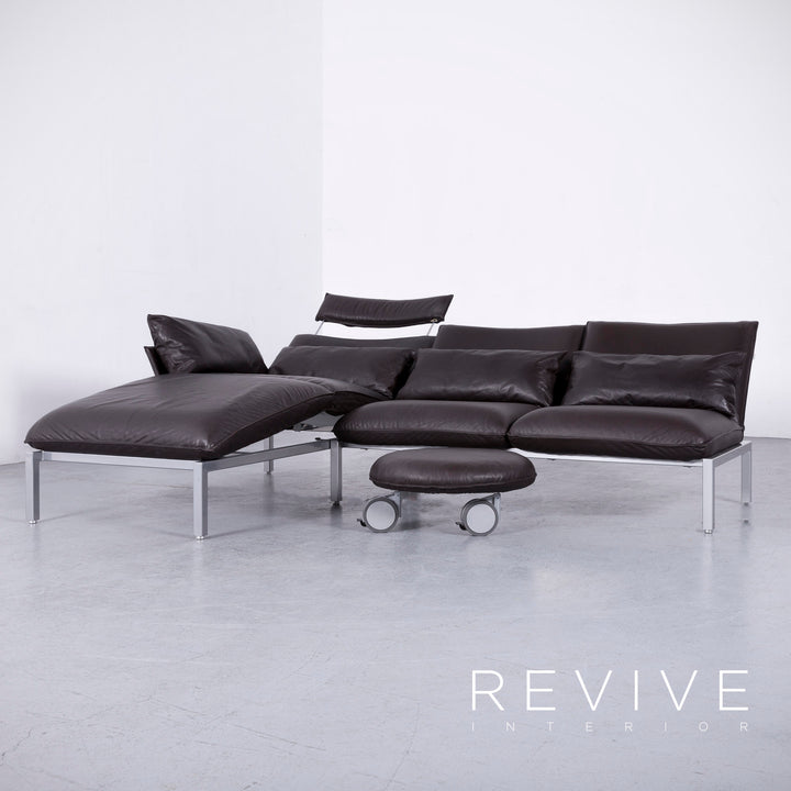 Brühl Roro Designer Leder Sofa Braun Echtleder Ecksofa Couch #6621