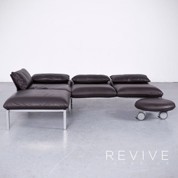 Brühl Roro Designer Leder Sofa Braun Echtleder Ecksofa Couch #6621