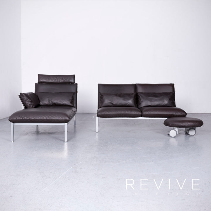 Brühl Roro Designer Leder Sofa Braun Echtleder Ecksofa Couch #6621