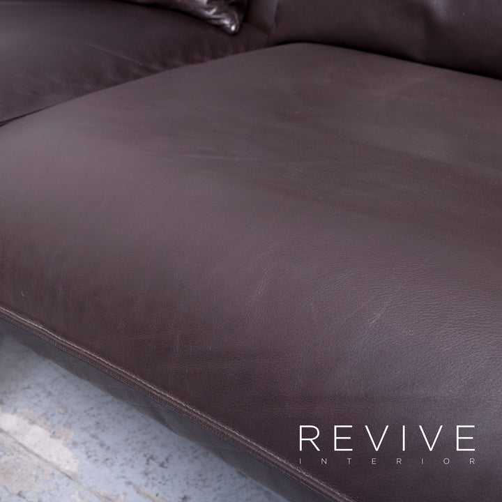 Brühl Roro Designer Leder Sofa Braun Echtleder Ecksofa Couch #6621