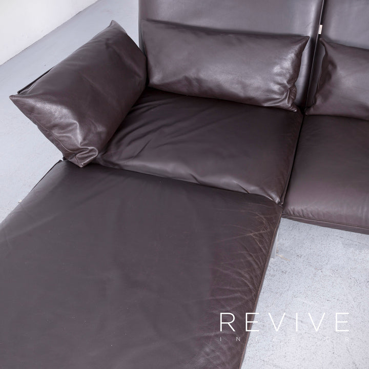 Brühl Roro Designer Leder Sofa Braun Echtleder Ecksofa Couch #6621