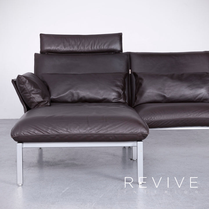 Brühl Roro Designer Leder Sofa Braun Echtleder Ecksofa Couch #6621