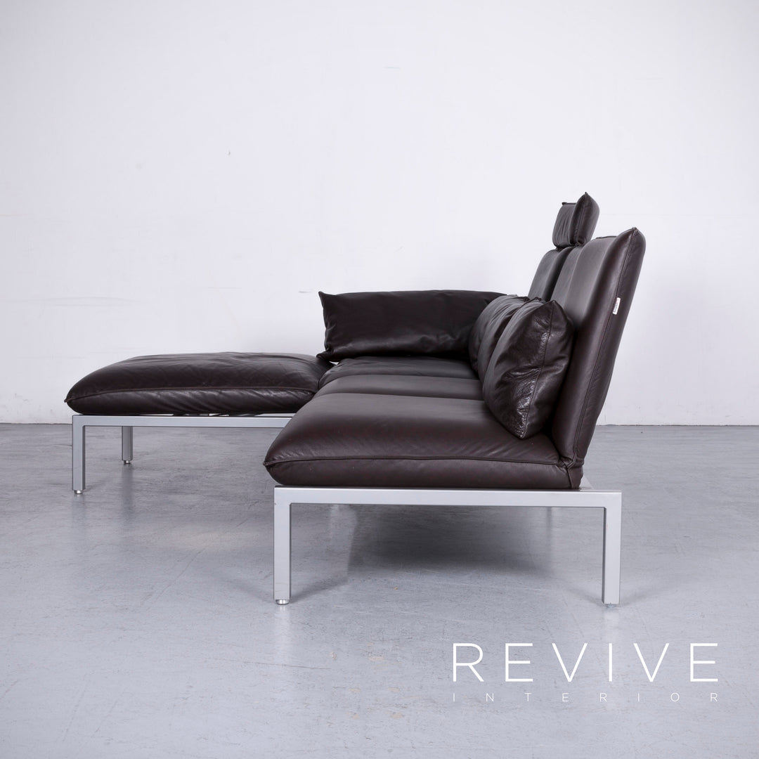 Brühl Roro Designer Leder Sofa Braun Echtleder Ecksofa Couch #6621