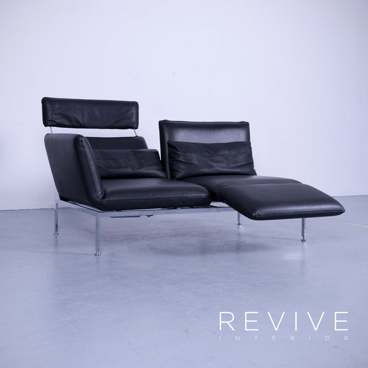 Brühl Roro Designer Leder Sofa Schwarz Zweisitzer Couch Funktion Echtleder #5362