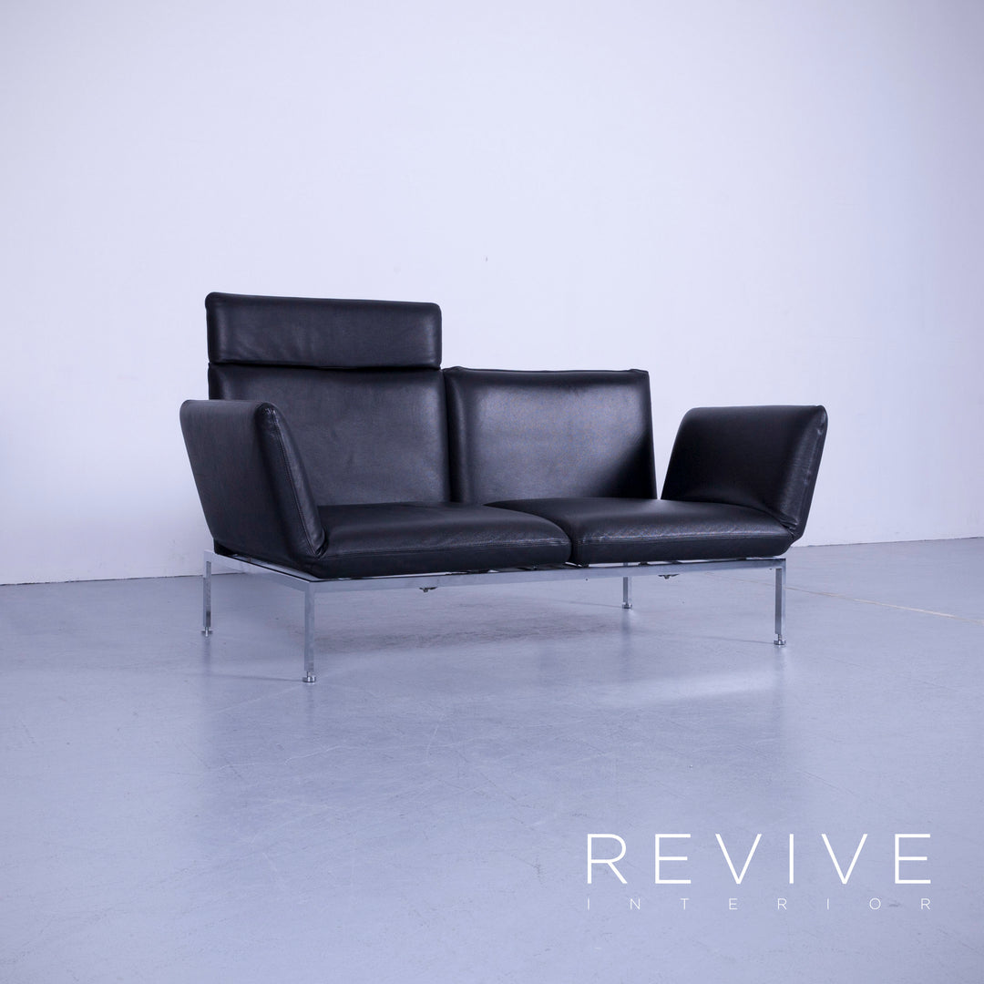 Brühl Roro Designer Leder Sofa Schwarz Zweisitzer Couch Funktion Echtleder #5362