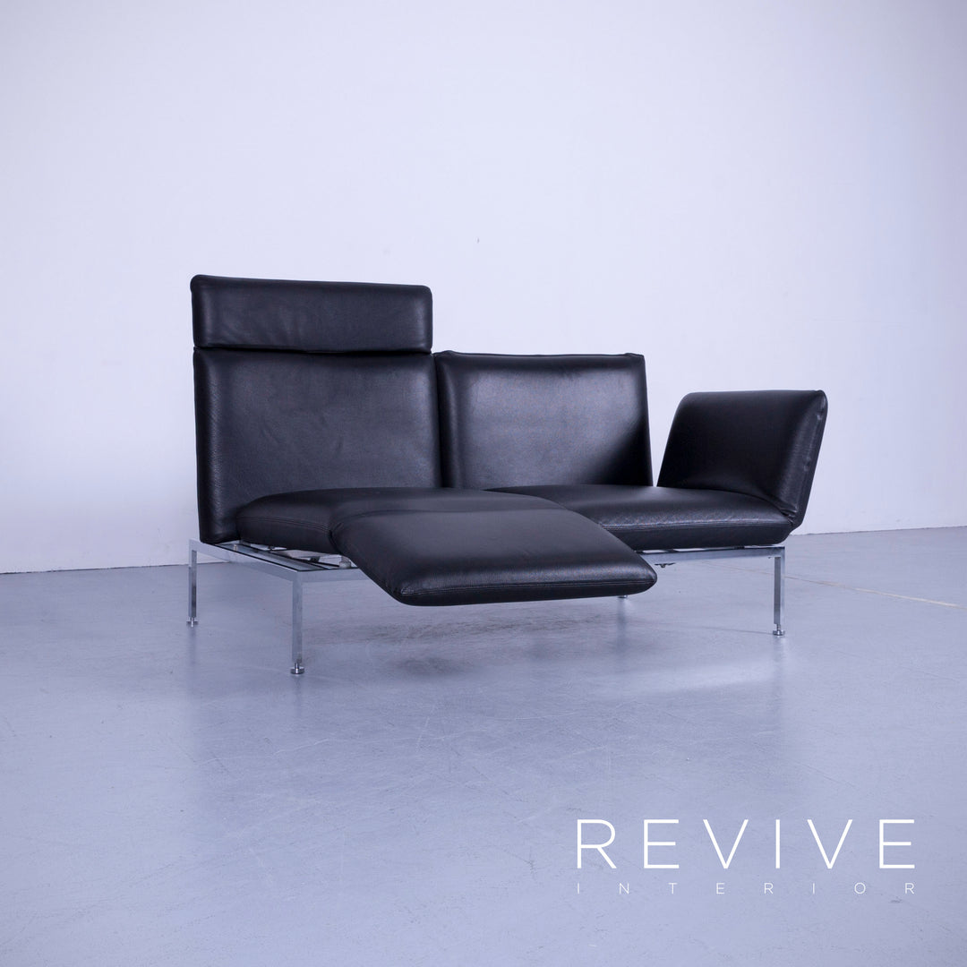 Brühl Roro Designer Leder Sofa Schwarz Zweisitzer Couch Funktion Echtleder #5362