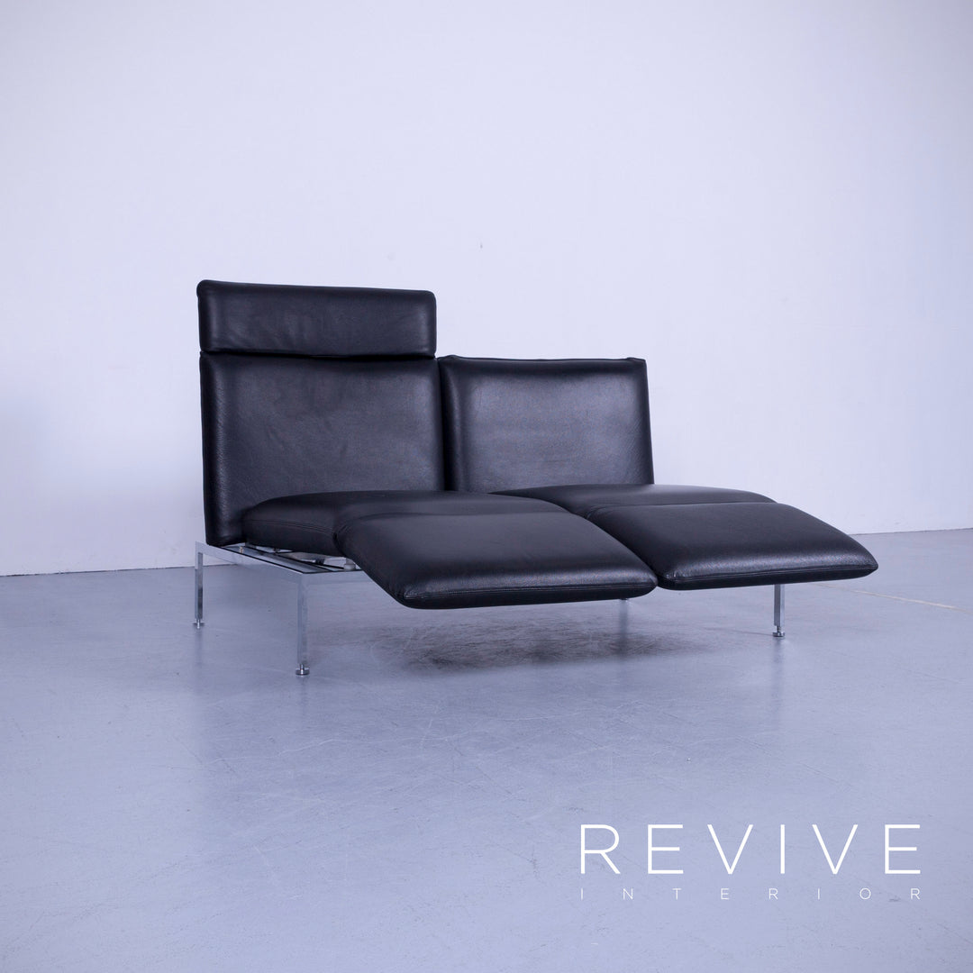 Brühl Roro Designer Leder Sofa Schwarz Zweisitzer Couch Funktion Echtleder #5362