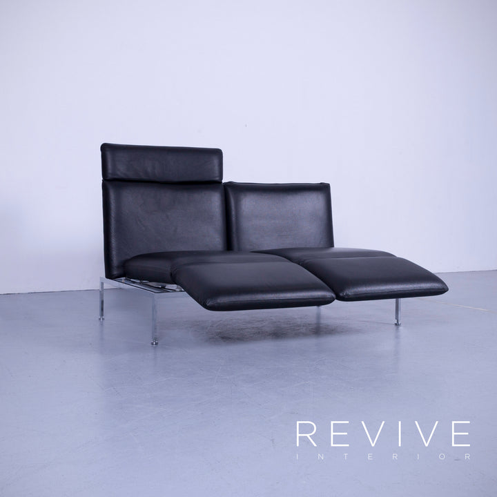 Brühl Roro Designer Leder Sofa Schwarz Zweisitzer Couch Funktion Echtleder #5362