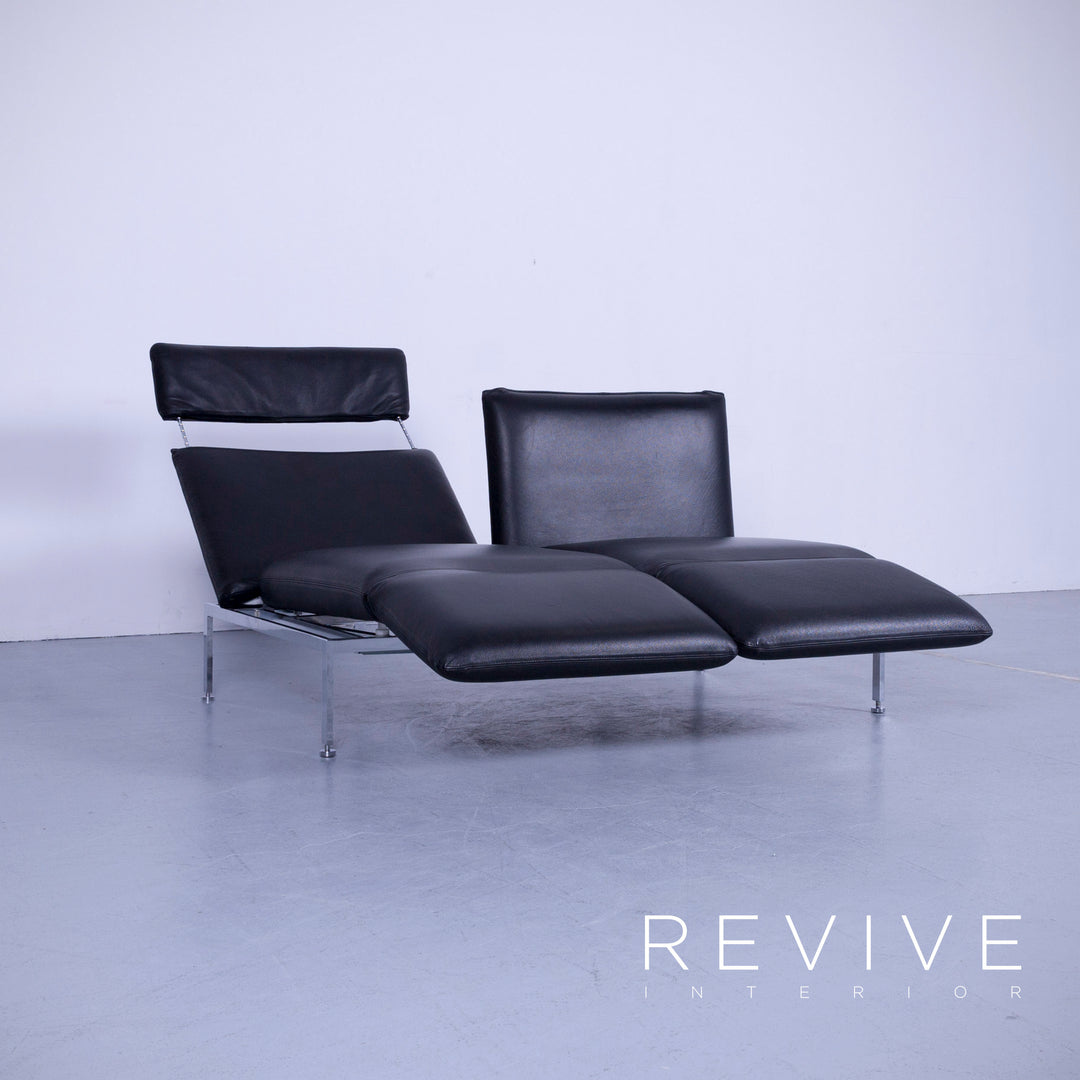 Brühl Roro Designer Leder Sofa Schwarz Zweisitzer Couch Funktion Echtleder #5362