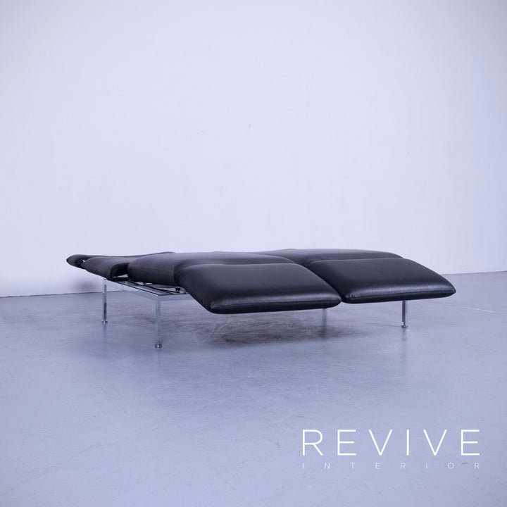 Brühl Roro Designer Leder Sofa Schwarz Zweisitzer Couch Funktion Echtleder #5362