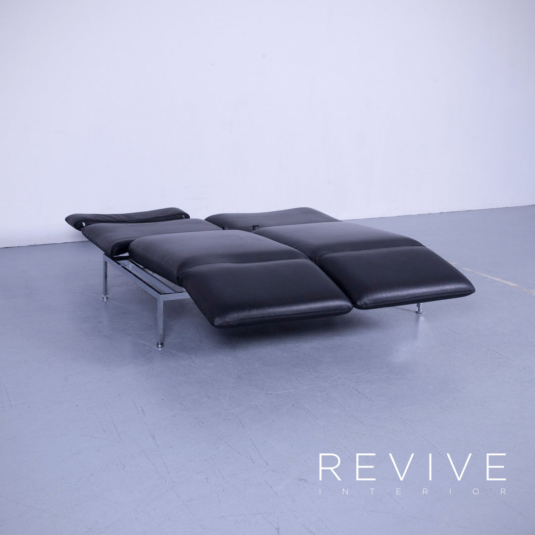 Brühl Roro Designer Leder Sofa Schwarz Zweisitzer Couch Funktion Echtleder #5362