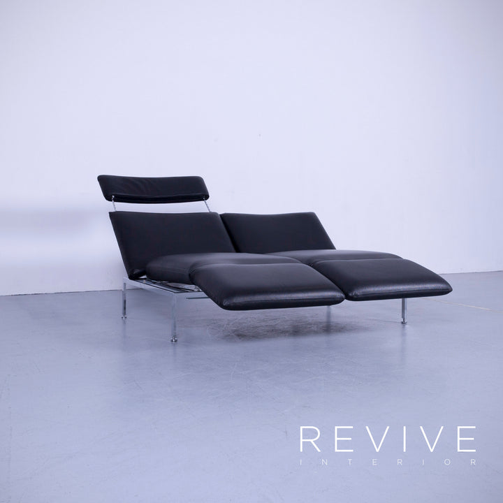 Brühl Roro Designer Leder Sofa Schwarz Zweisitzer Couch Funktion Echtleder #5362