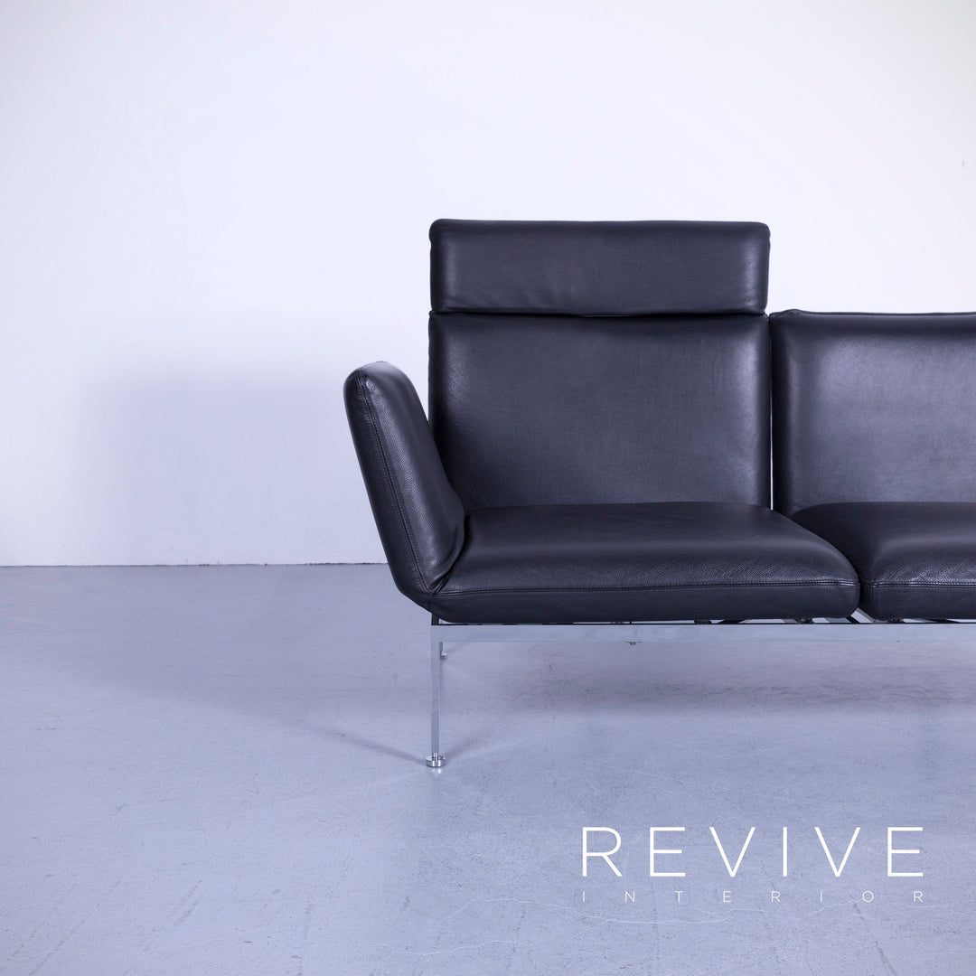 Brühl Roro Designer Leder Sofa Schwarz Zweisitzer Couch Funktion Echtleder #5362
