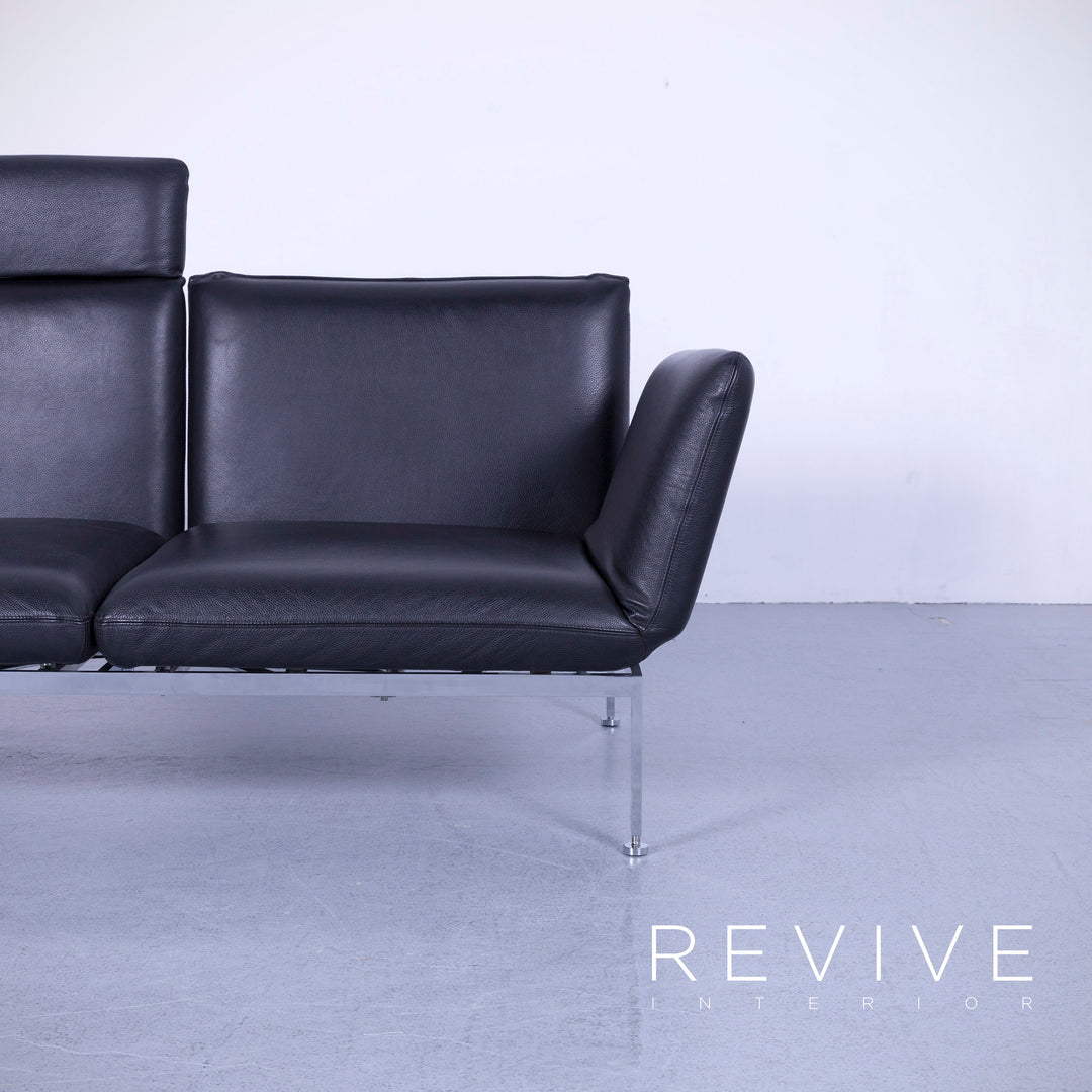 Brühl Roro Designer Leder Sofa Schwarz Zweisitzer Couch Funktion Echtleder #5362