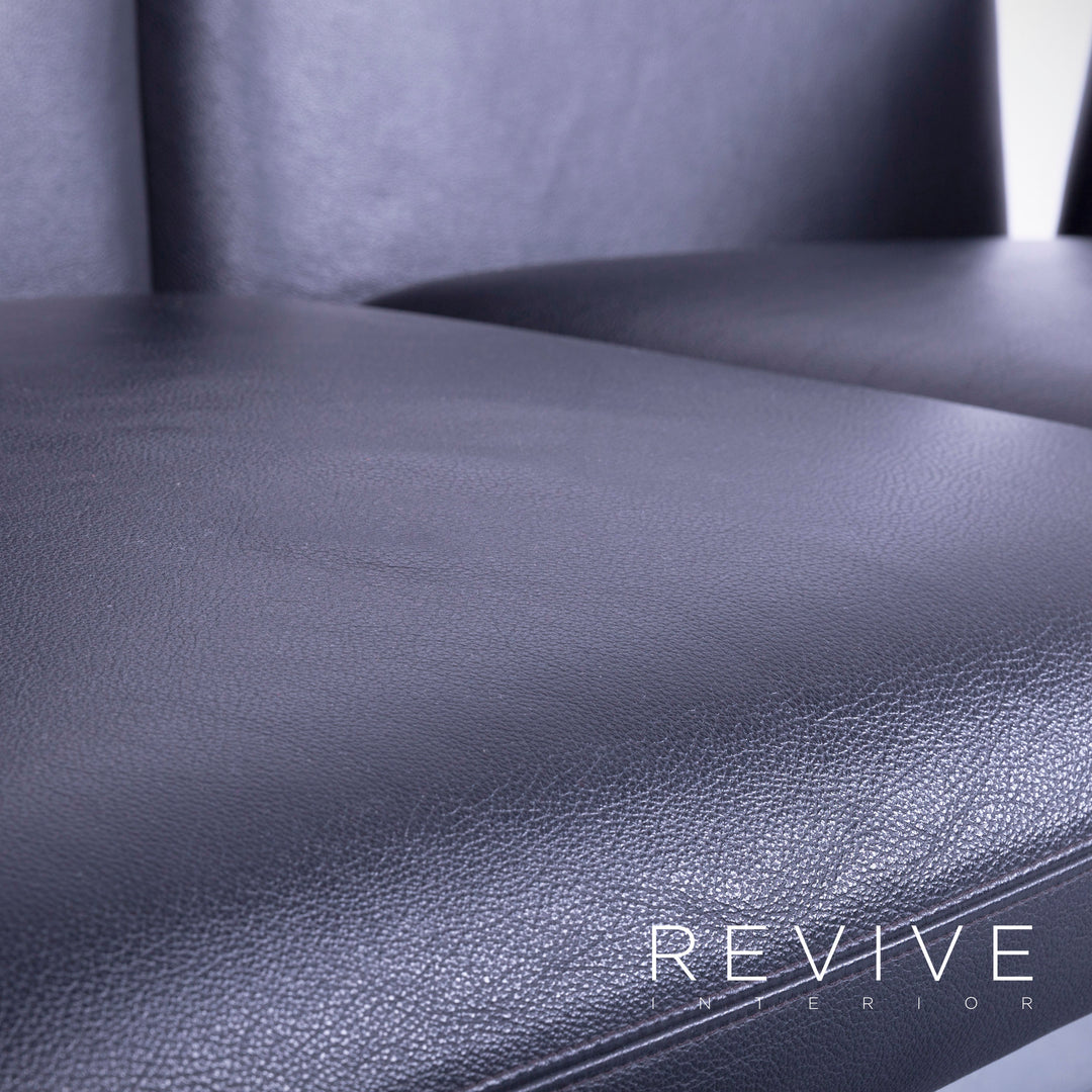 Brühl Roro Designer Leder Sofa Schwarz Zweisitzer Couch Funktion Echtleder #5362