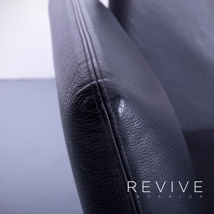 Brühl Roro Designer Leder Sofa Schwarz Zweisitzer Couch Funktion Echtleder #5362