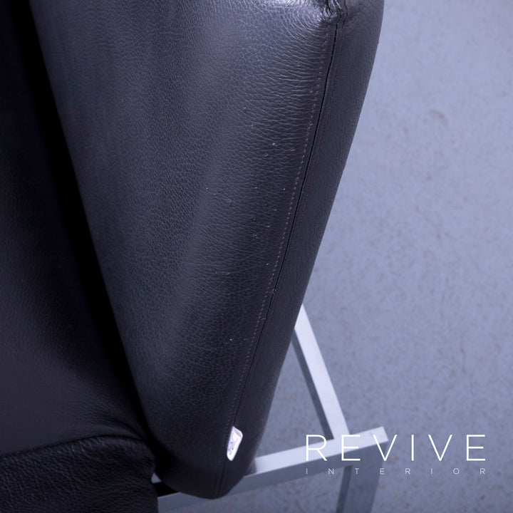 Brühl Roro Designer Leder Sofa Schwarz Zweisitzer Couch Funktion Echtleder #5362