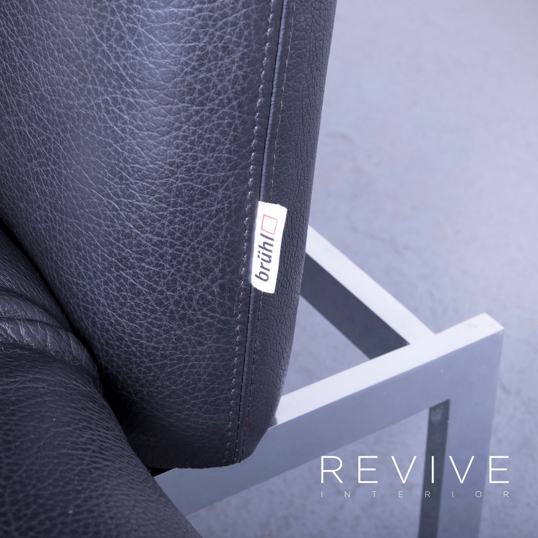 Brühl Roro Designer Leder Sofa Schwarz Zweisitzer Couch Funktion Echtleder #5362