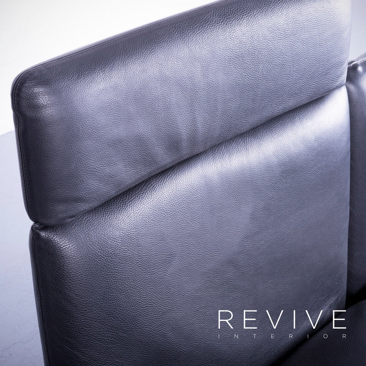 Brühl Roro Designer Leder Sofa Schwarz Zweisitzer Couch Funktion Echtleder #5362