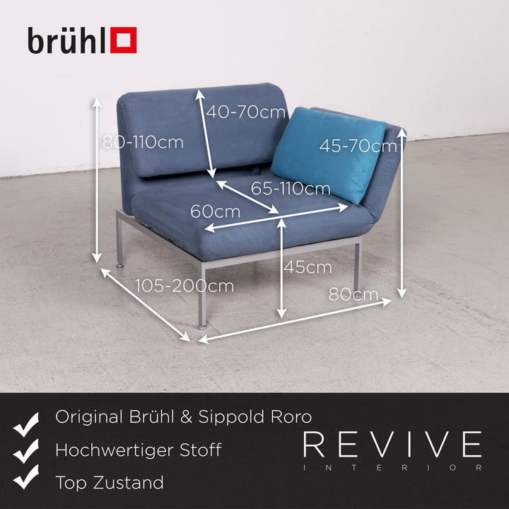 Brühl Roro Designer Stoff Sessel Blau Stuhl Funktion Liege #7980