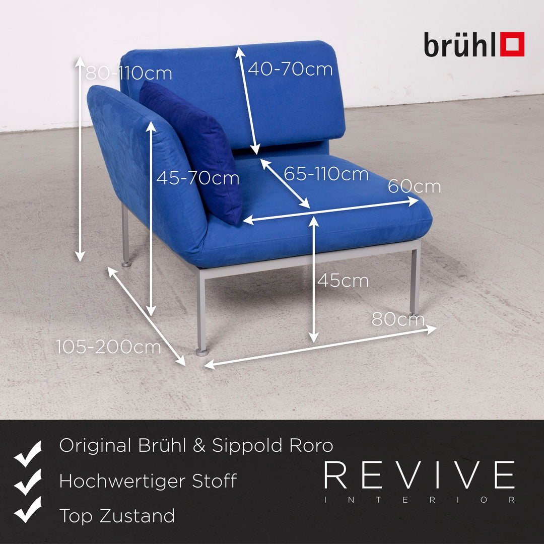 Brühl Roro Designer Stoff Sessel Blau Stuhl Funnktion Liege #7979