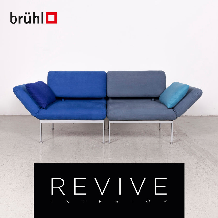 Brühl Roro Designer Stoff Sessel Garnitur Blau Stuhl Funktion Liege Sofa Couch #8111