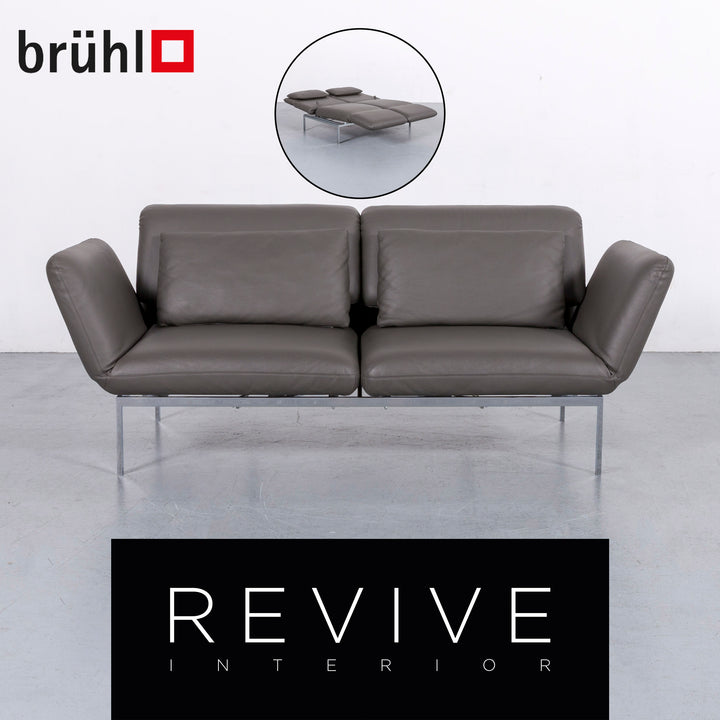 Brühl Roro Leder Sofa Anthrazit Grau Zweisitzer Couch Echtleder Funtkion #6208