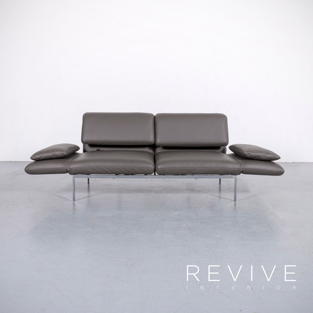 Brühl Roro Leder Sofa Anthrazit Grau Zweisitzer Couch Echtleder Funtkion #6208